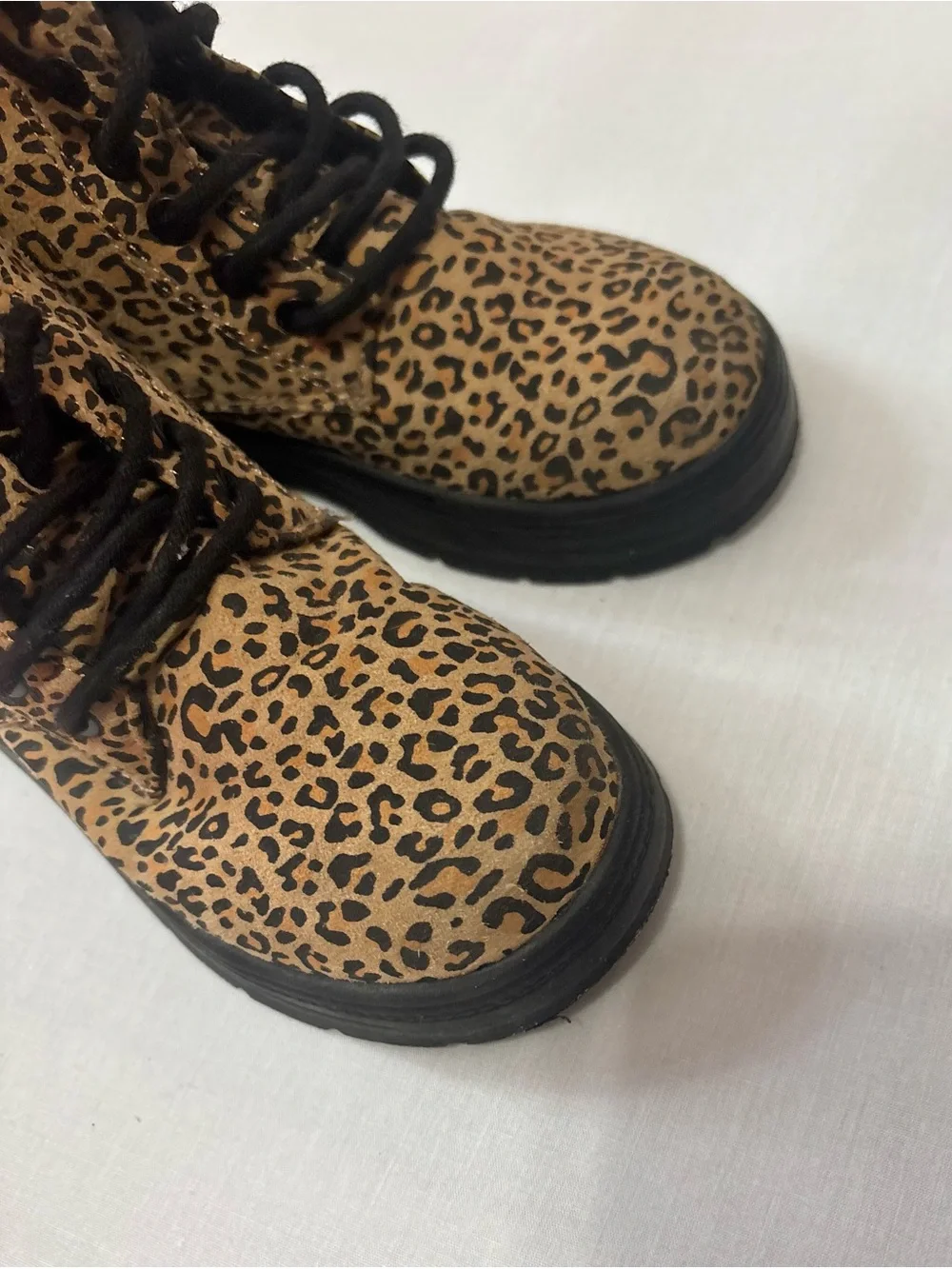 Zara Kids Leopard-Print Lace-Up Boots - Tan & Black